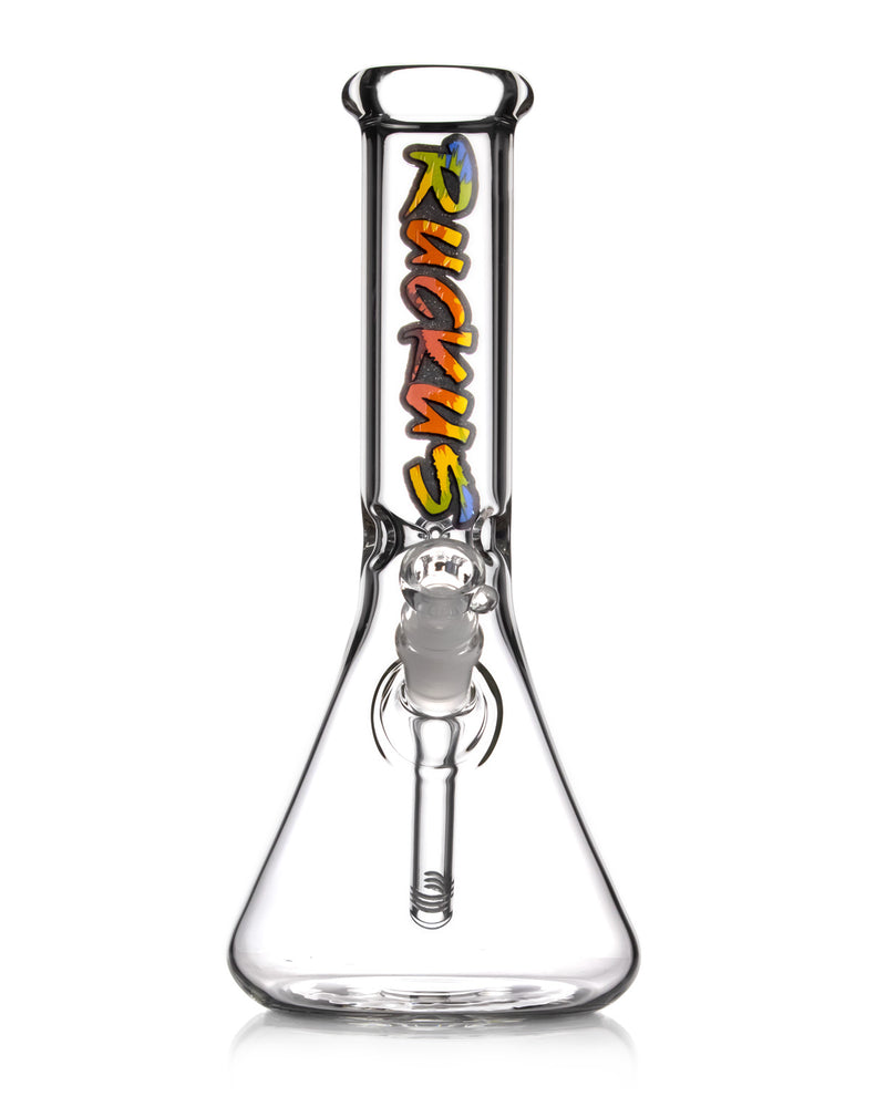 Load image into Gallery viewer, Satisfy Your Smoking Needs with Ruckus Glass&#39;s 12&quot; Tie Dye Beaker Water Pipe - Wide 50mm Tube and 14mm Bow
