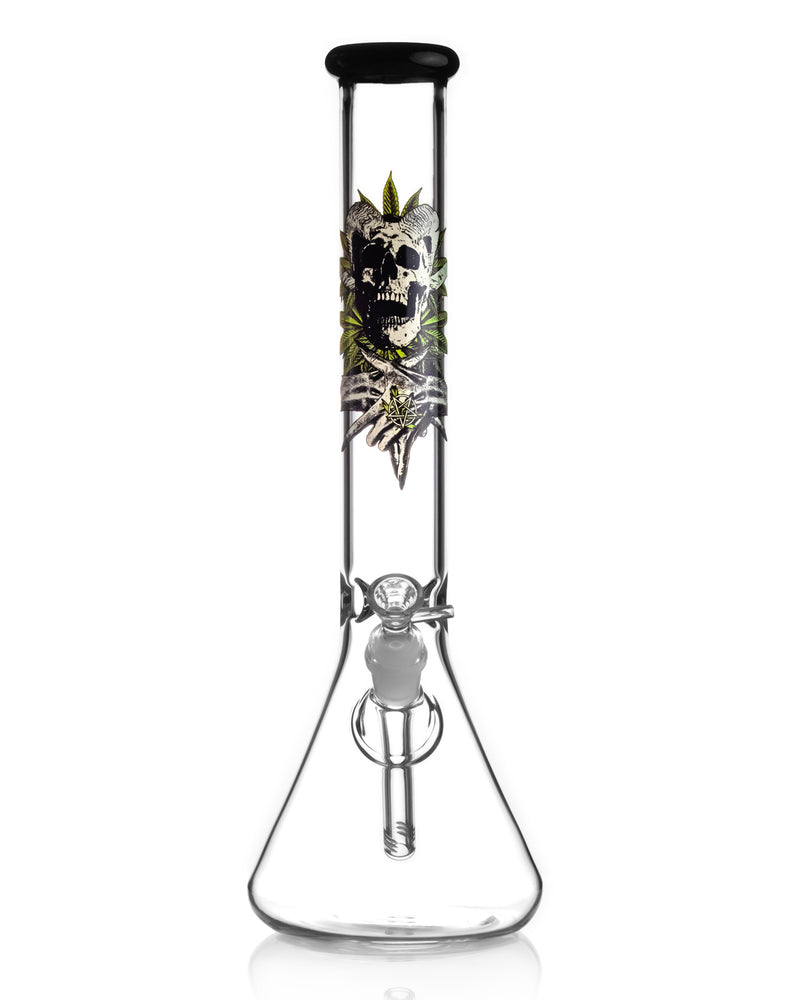 Load image into Gallery viewer, &quot;Smoke Blackcraft Beaker Bong with Skull Art - Leviathan Water Pipe for Smokers&quot;

