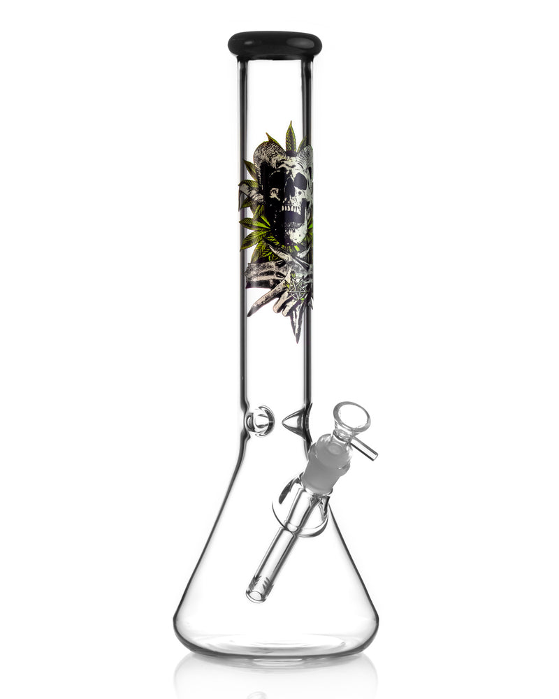 Load image into Gallery viewer, Smoke Blackcraft Leviathan Bong with Skull Design - Handblown Glass Water Pipe
