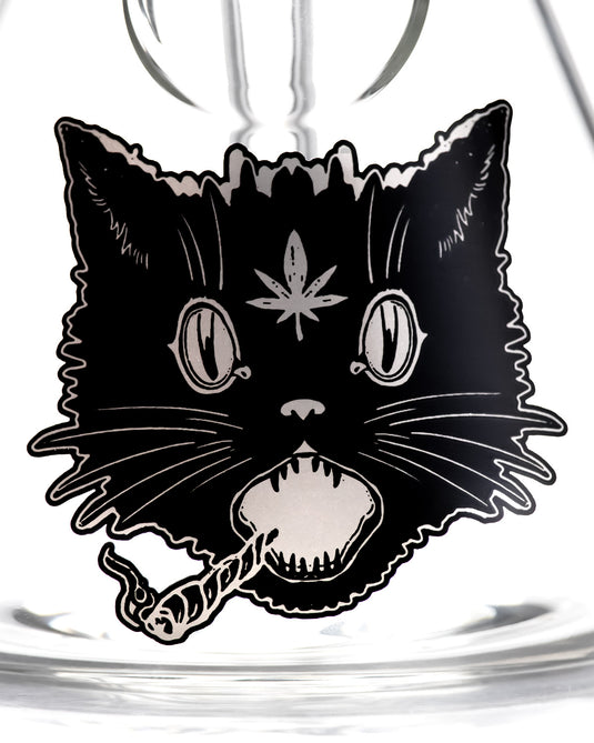 Black Cat Design in 9 Lives Beaker Bong