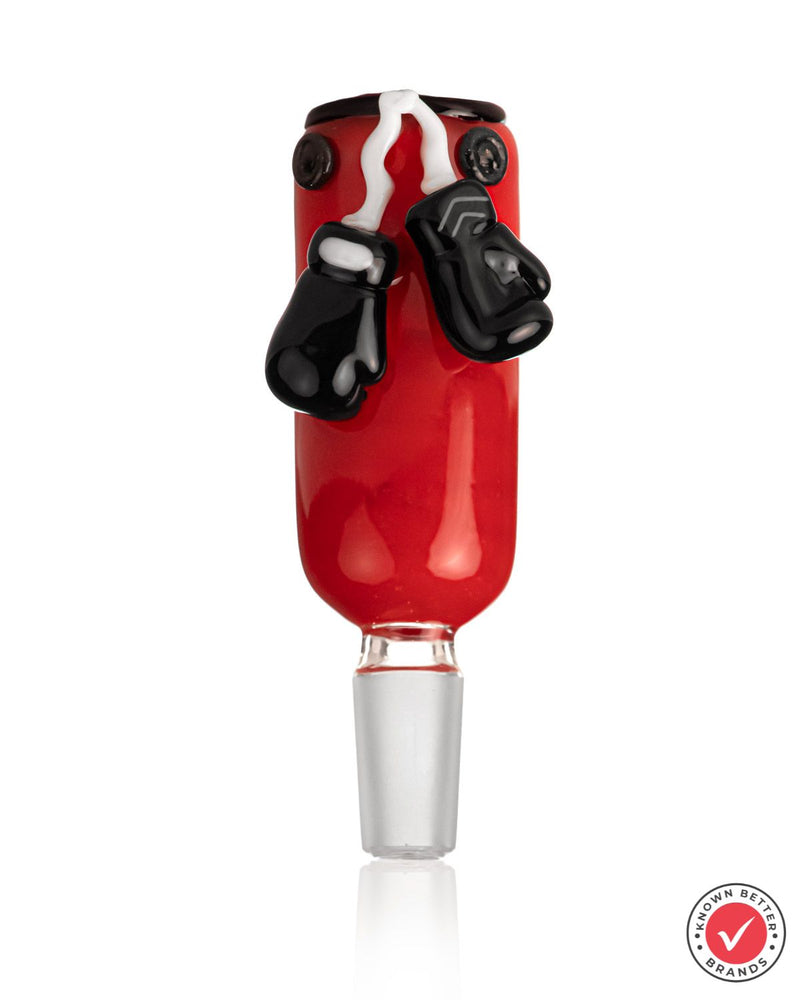 Load image into Gallery viewer, TYSON 2.0 Punching Bag Bowl Piece in Red with 2 Black Boxing Gloves Hung On The Back. This Bowl Piece is 14mm
