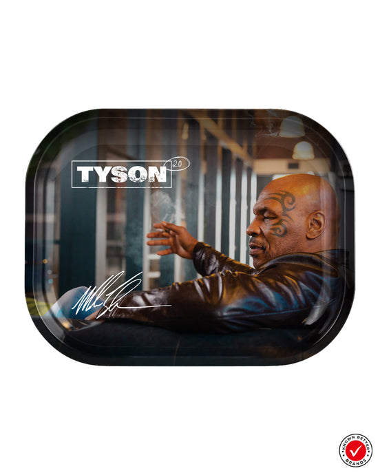 TYSON 2.0 Weed Tray In The Office. Mike Tyson Sitting While Holding a Blunt Cigar
